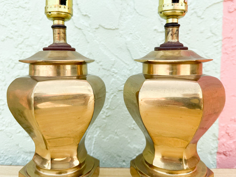 Pair of Sweet Petite Brass Ginger Jar Lamps