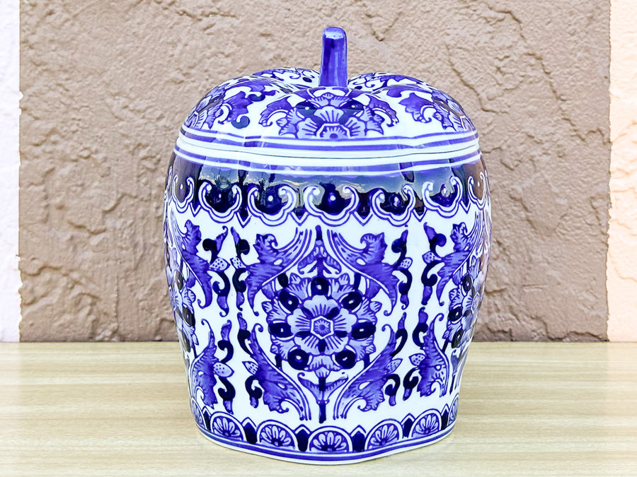 Blue and White Pumpkin Jar