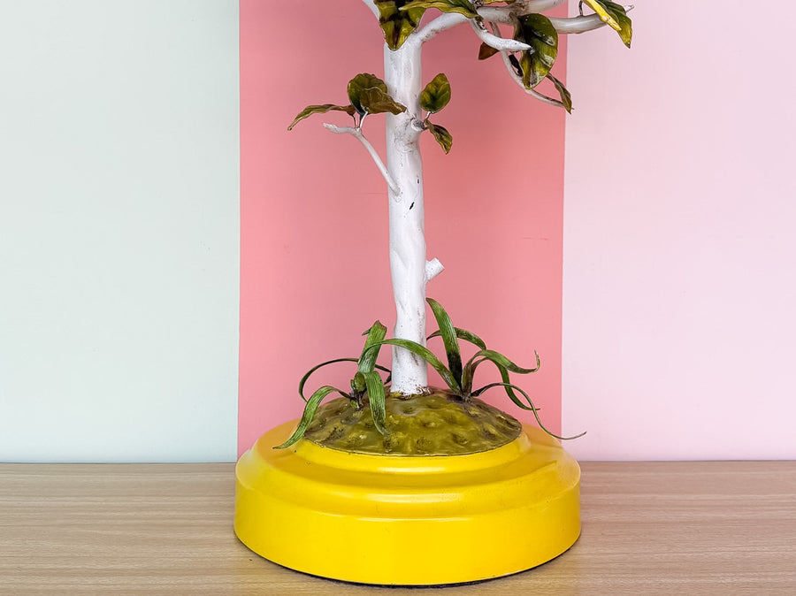Italian Yellow Bird Tole Lamp