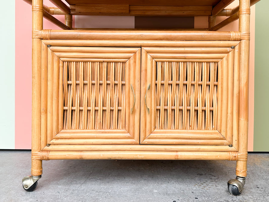 Old Florida Flip Top Rattan Bar