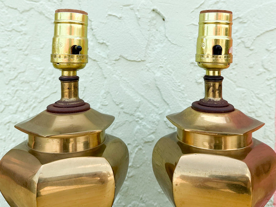 Pair of Sweet Petite Brass Ginger Jar Lamps