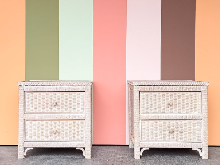Pair of Henry Link Wicker Nightstands