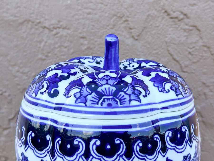 Blue and White Pumpkin Jar