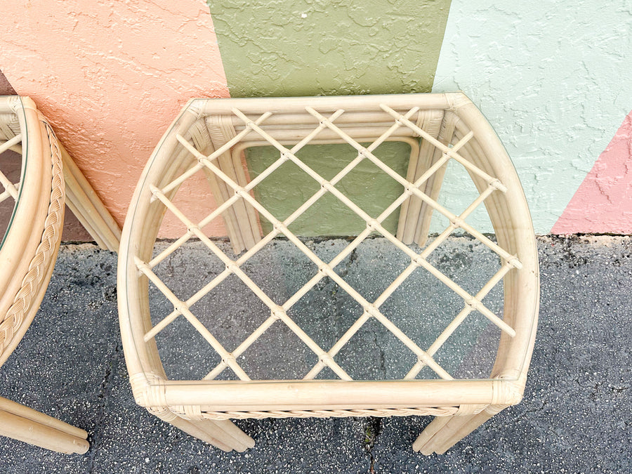 Pair of Braided Rattan Side Tables