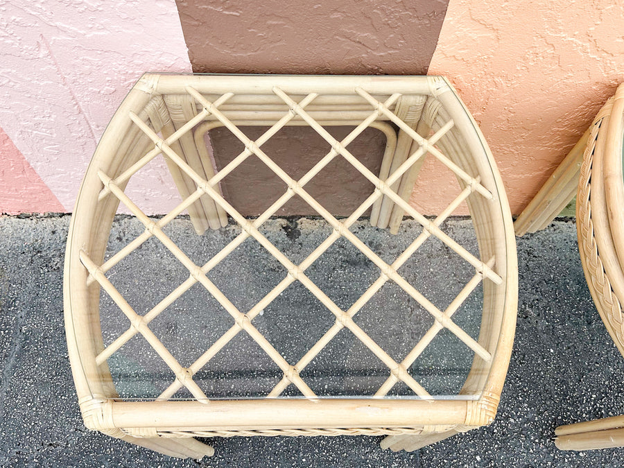 Pair of Braided Rattan Side Tables