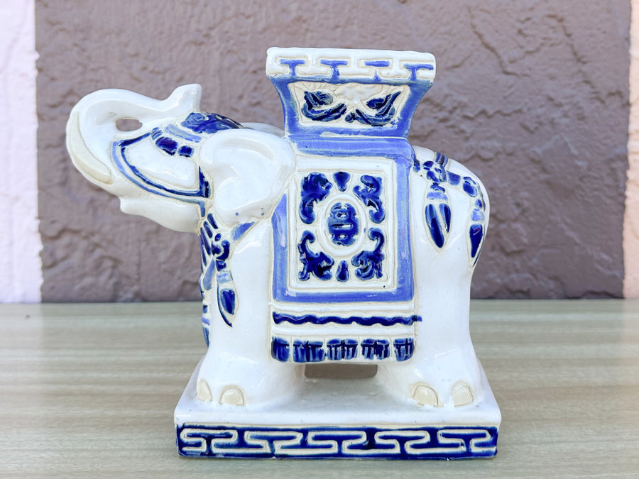 Pair of Petite Blue and White Elephants