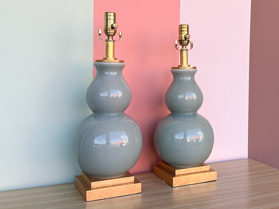 Pair of Celadon Crackle Lamps