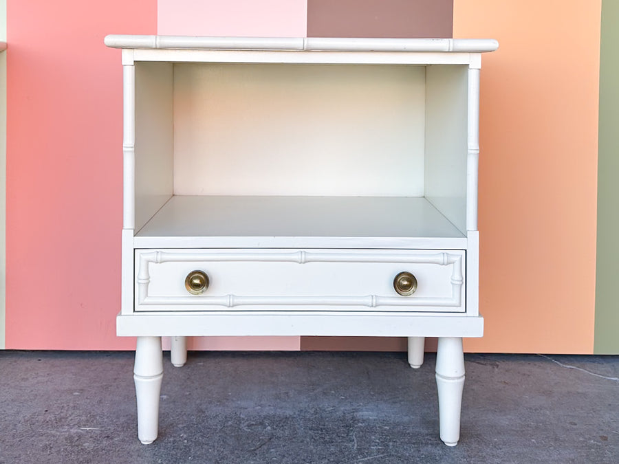 Pair of Palm Beach Chic Faux Bamboo Nightstands