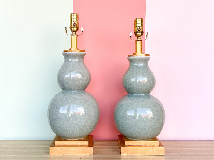 Pair of Celadon Crackle Lamps