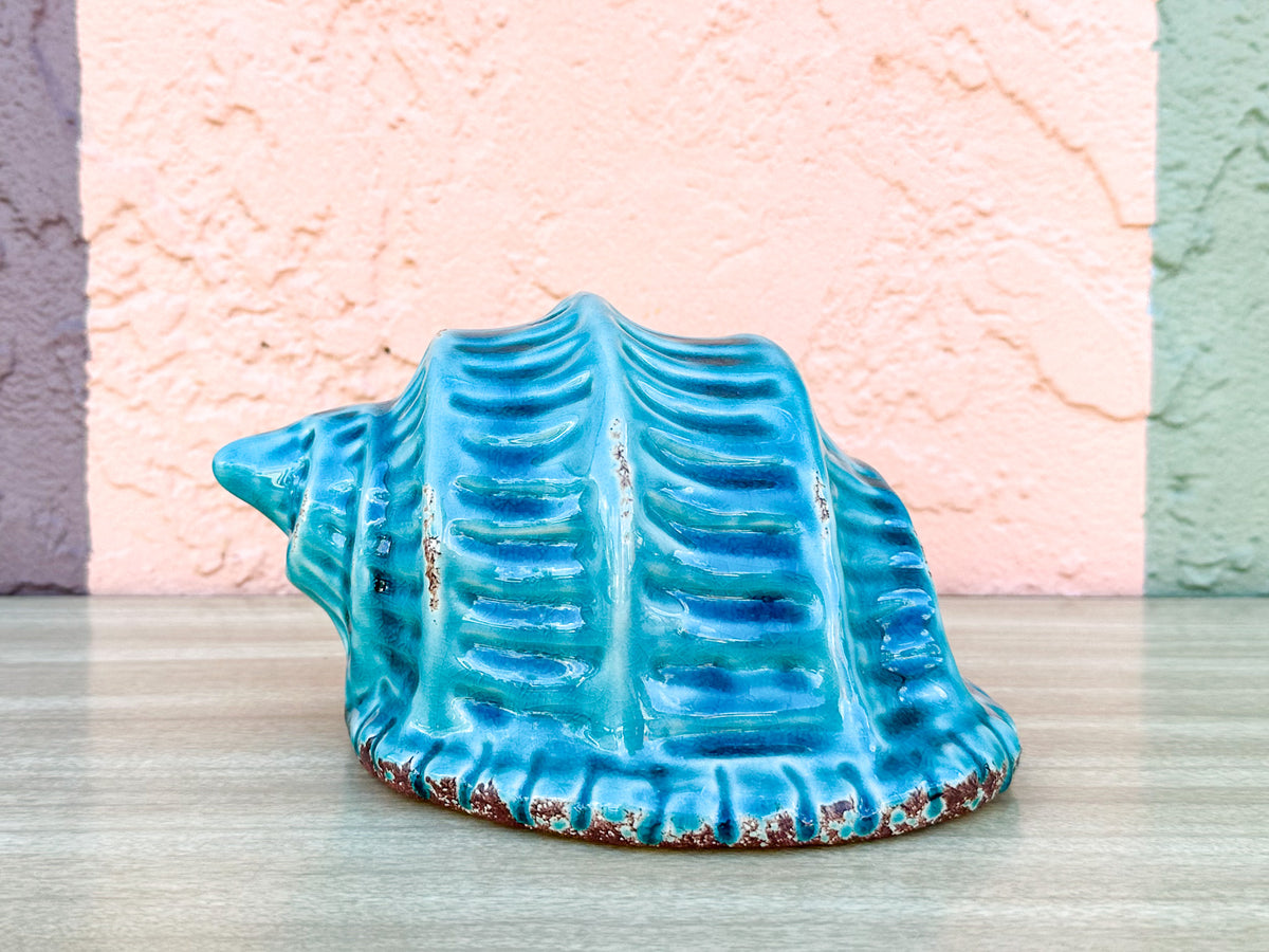 Turquoise Ceramic Conch Shell