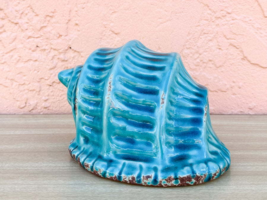 Turquoise Ceramic Conch Shell