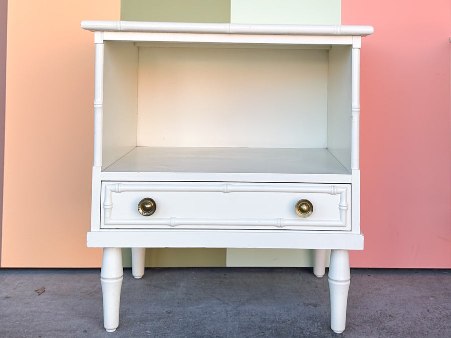 Pair of Palm Beach Chic Faux Bamboo Nightstands