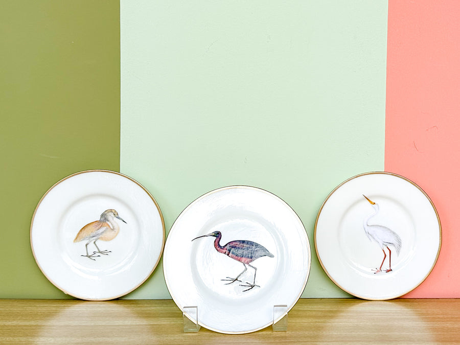 Set of Three Decoupage Bird Plates