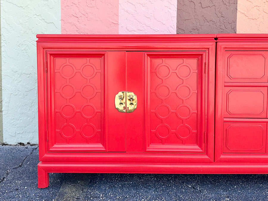 Extra Long Coral Fretwork Credenza