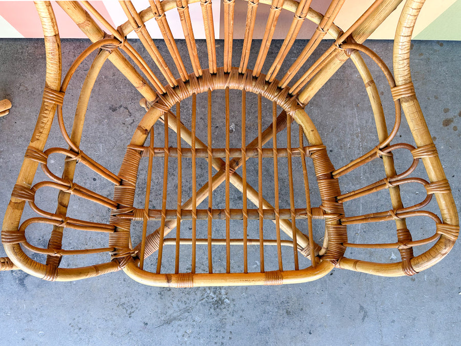 Pair of High Back Rattan Chairs