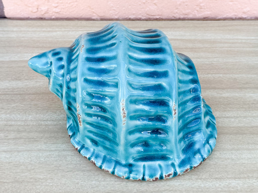 Turquoise Ceramic Conch Shell