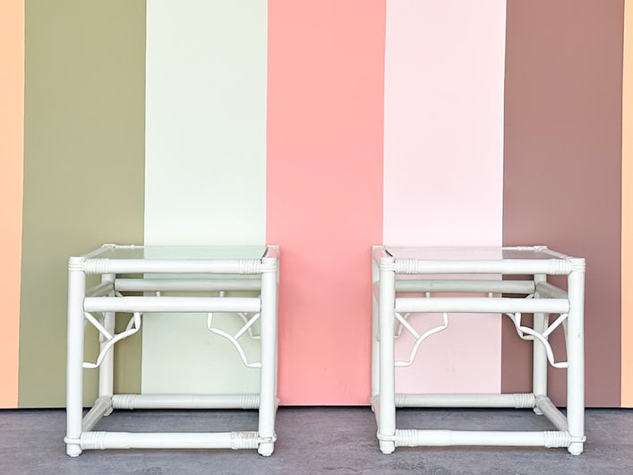 Pair of Ficks Reed Rattan Side Tables