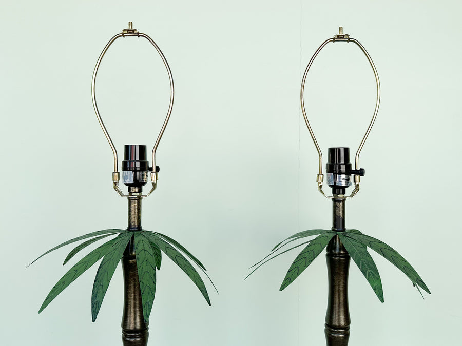 Pair of Tole Palm Tree Lamps