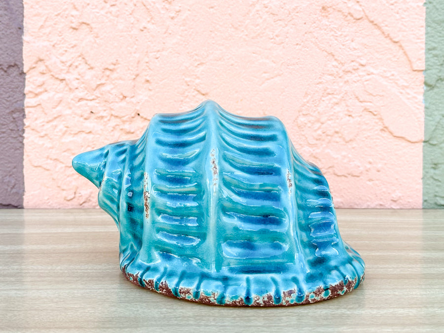 Turquoise Ceramic Conch Shell