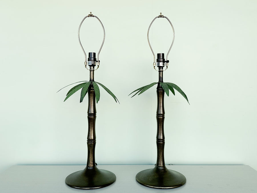 Pair of Tole Palm Tree Lamps