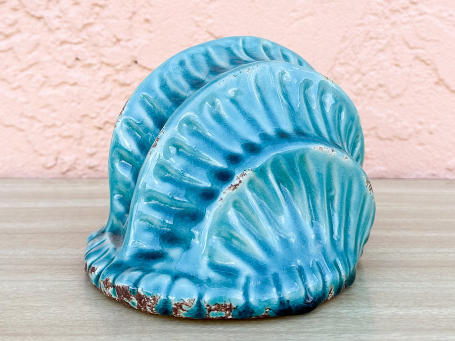 Turquoise Ceramic Conch Shell