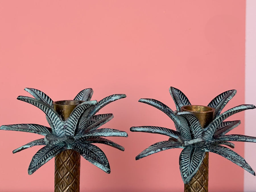 Pair of Palm Tree Candle Holders