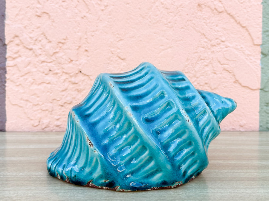 Turquoise Ceramic Conch Shell