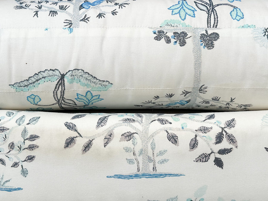Pair of Pretty Blue and White Parsons Style Upholstered Chairs