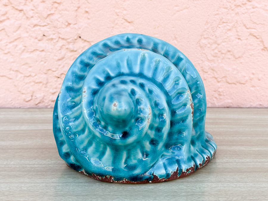 Turquoise Ceramic Conch Shell