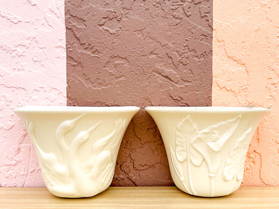 Pair of Old Florida Ceramic Wall Planters