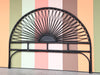 Black Sunburst Rattan King Headboard
