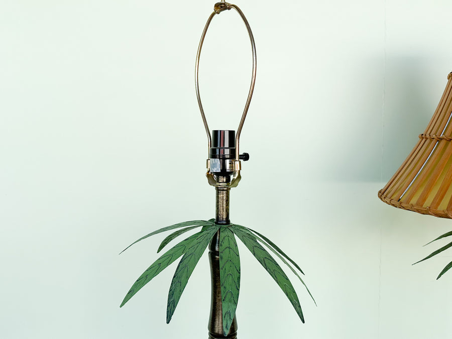 Pair of Tole Palm Tree Lamps