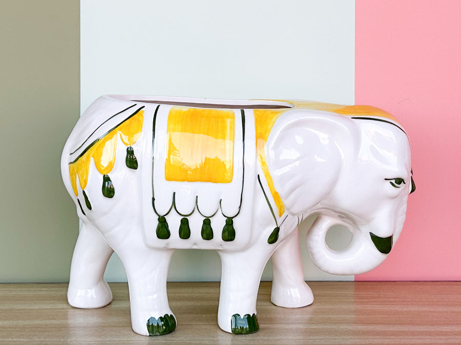 Ceramic Elephant Tassel Cachepot
