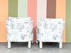 Pair of Pretty Blue and White Parsons Style Upholstered Chairs