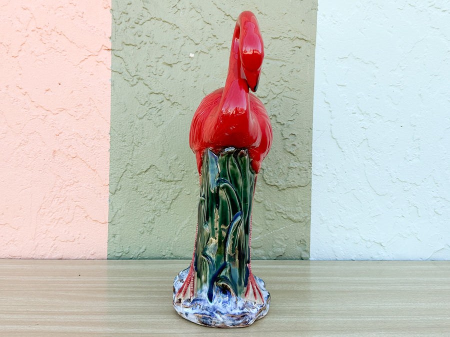 Pair of Hot Pink Ceramic Flamingos