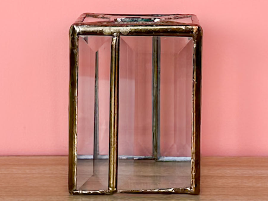 Brass and Leaded Glass Vanity Set