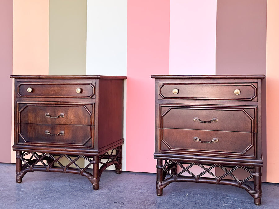 Pair of Handsome Ficks Reed Nightstands
