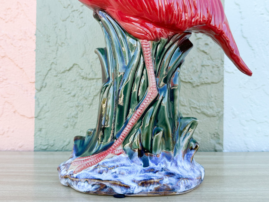 Pair of Hot Pink Ceramic Flamingos