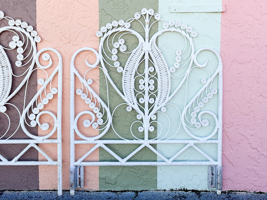 Pair of Fiddlehead Rattan Twin Headboards