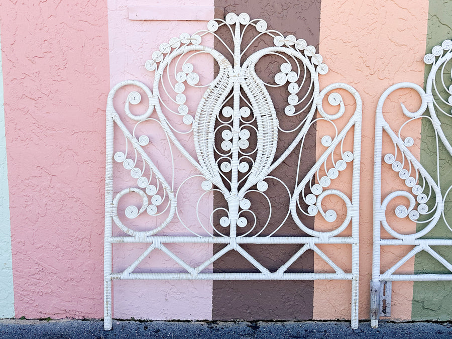 Pair of Fiddlehead Rattan Twin Headboards