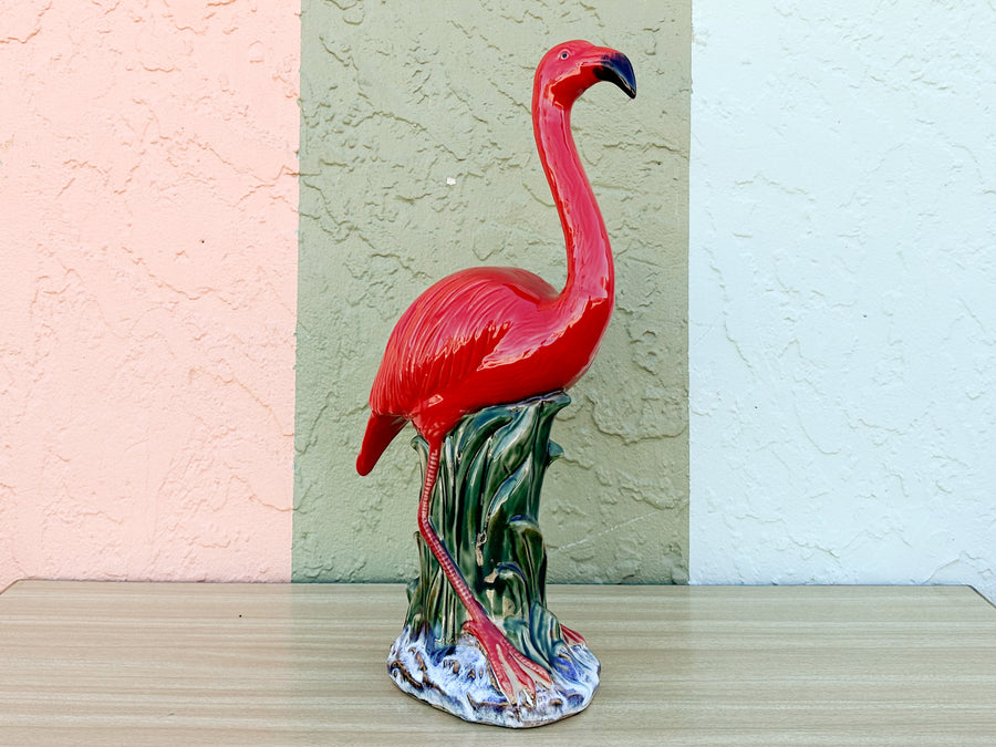 Pair of Hot Pink Ceramic Flamingos