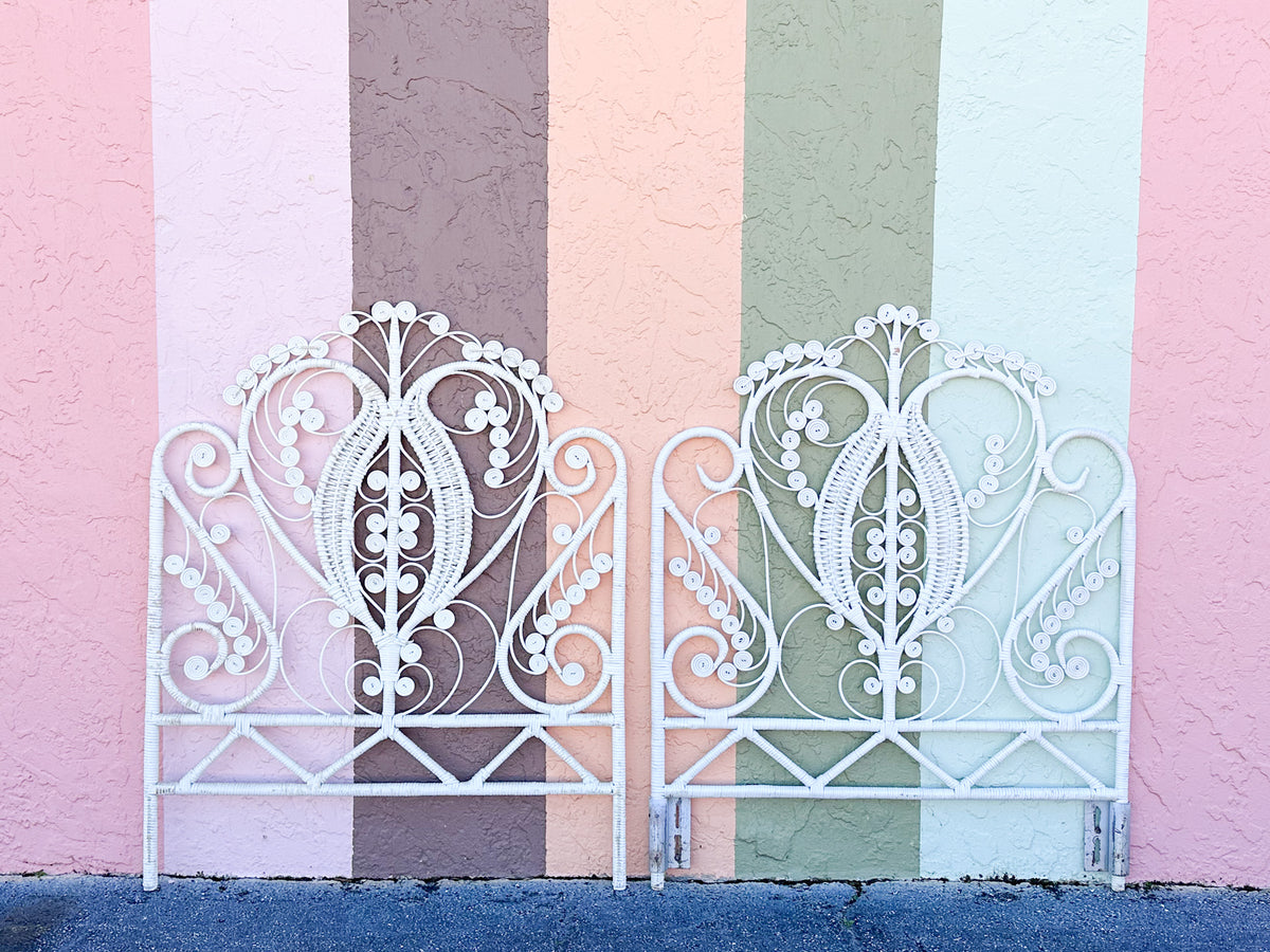 Pair of Fiddlehead Rattan Twin Headboards
