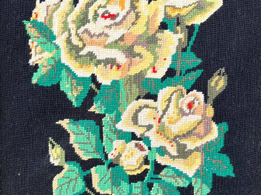 Granny Chic Floral Needlepoint Art