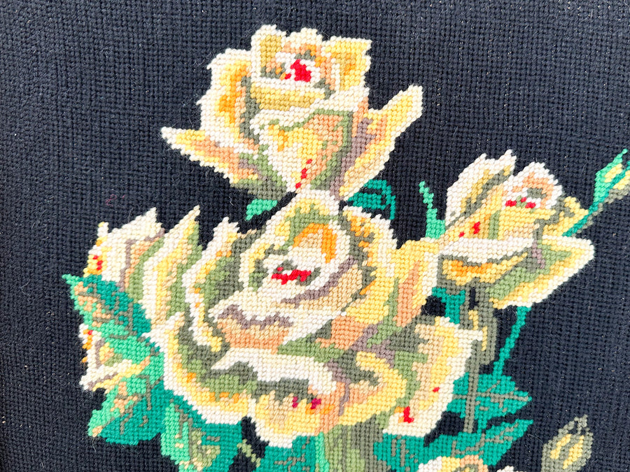 Granny Chic Floral Needlepoint Art