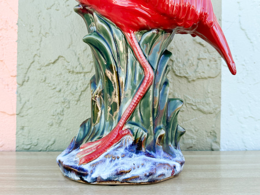 Pair of Hot Pink Ceramic Flamingos