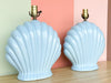 Pair of Coastal Blue Clam Shell Lamps