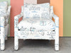 Pair of Pretty Blue and White Parsons Style Upholstered Chairs