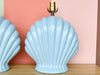 Pair of Coastal Blue Clam Shell Lamps