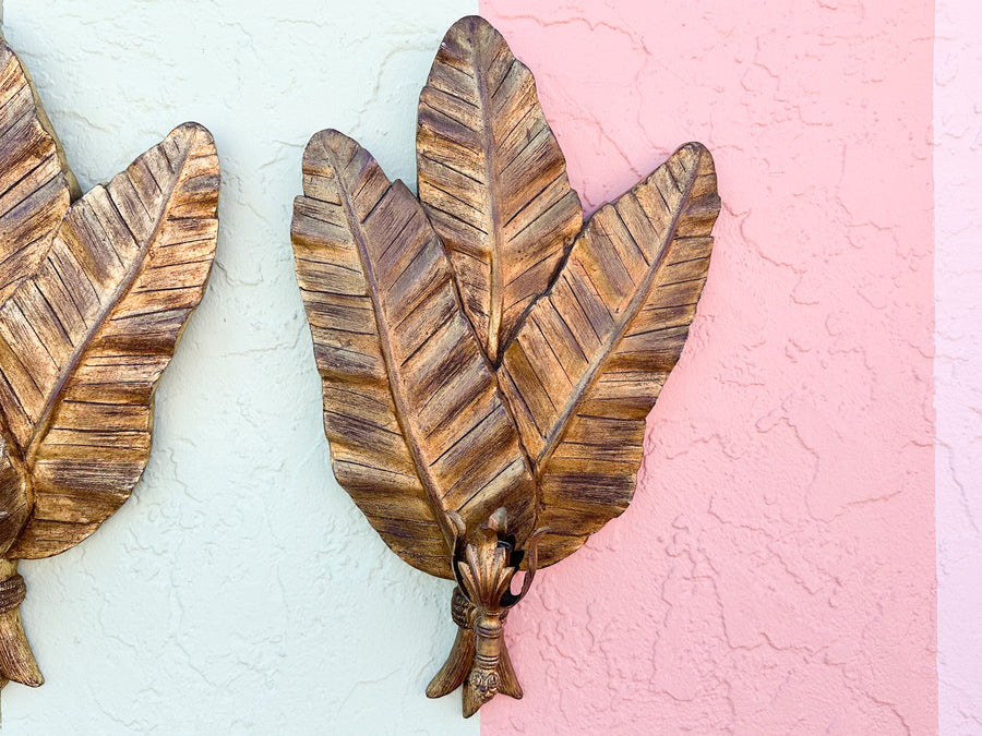Pair of Palm Leaf Wall Sconces