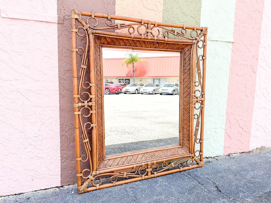Large Island Whimsy Rattan Mirror